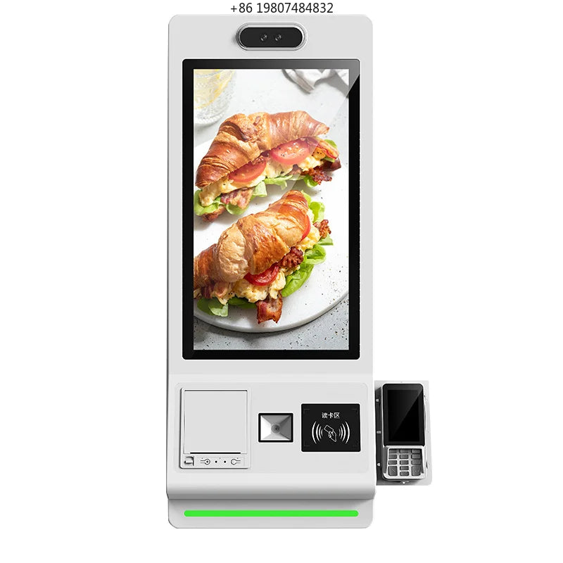 27-Inch Factory Kiosk for Aliexpress, Touch Screen LCD QR Thermal Printer RFID Android Windows Self-Service