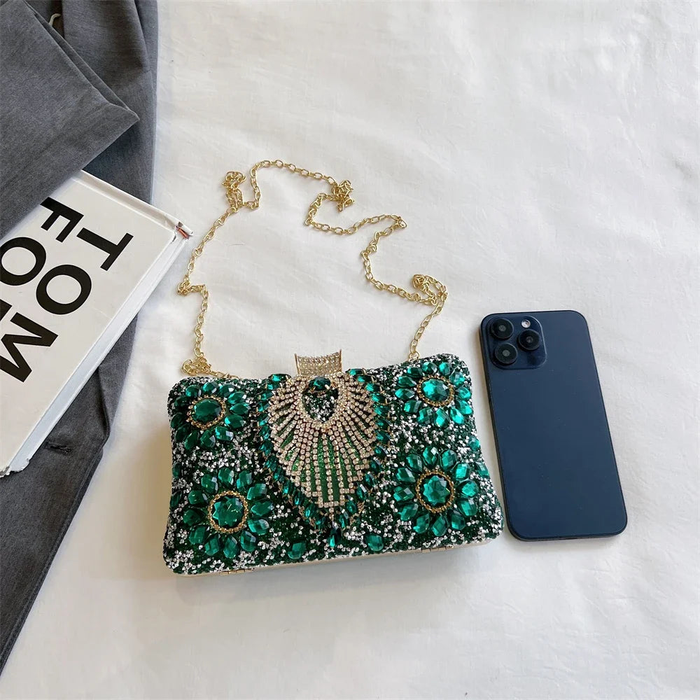 Luxury Sparking Rhinestone Evening Clutch Bags For Women Wedding Prom Dinner Party Gemstone Crossbody Bag 2024 Designer Handbags