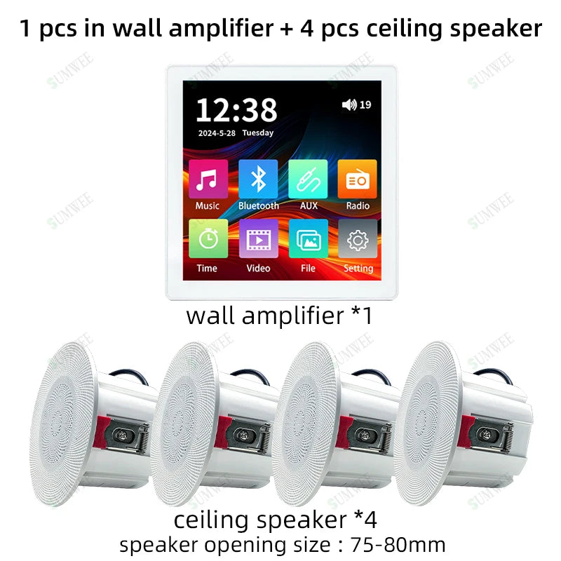 86 type touch screen Home Theater Sound System bluetooths TF AUX audio  in wall power amplifier Fm Radio Background music player