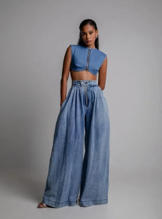 Women Spring High Waist Zipper Denim Loose Harem Trousers Jeans Female Vintage Balloon Pants Ladies Casual Denim Pants