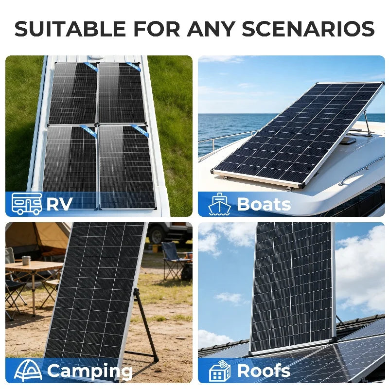 AeternaSol 400W/200W Watt 25% High-Efficiency PV Power for Home Rooftop 18B N-Type Solar Panel 12V Monocrystalline Solar Panel 18BB Cells High Efficiency Module RV Marine Boat Caravan Off Grid Monocrystalline Solar Panels Cha