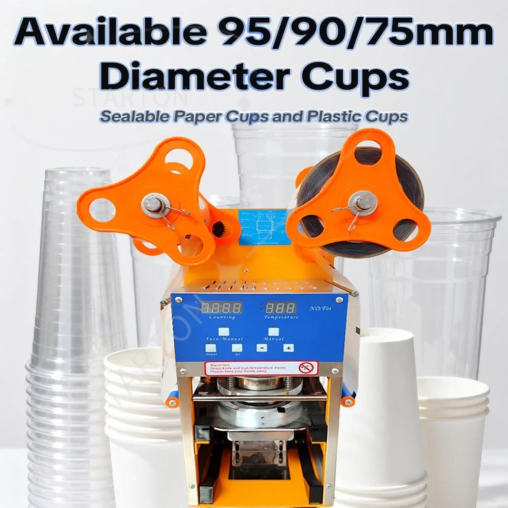 Cup Sealing Machine Plastic Yogurt Cup Sealer Juice Bubble Tea Equipment Fully Automatic Jelly Boba Milk Tea Cup Sealing Machine