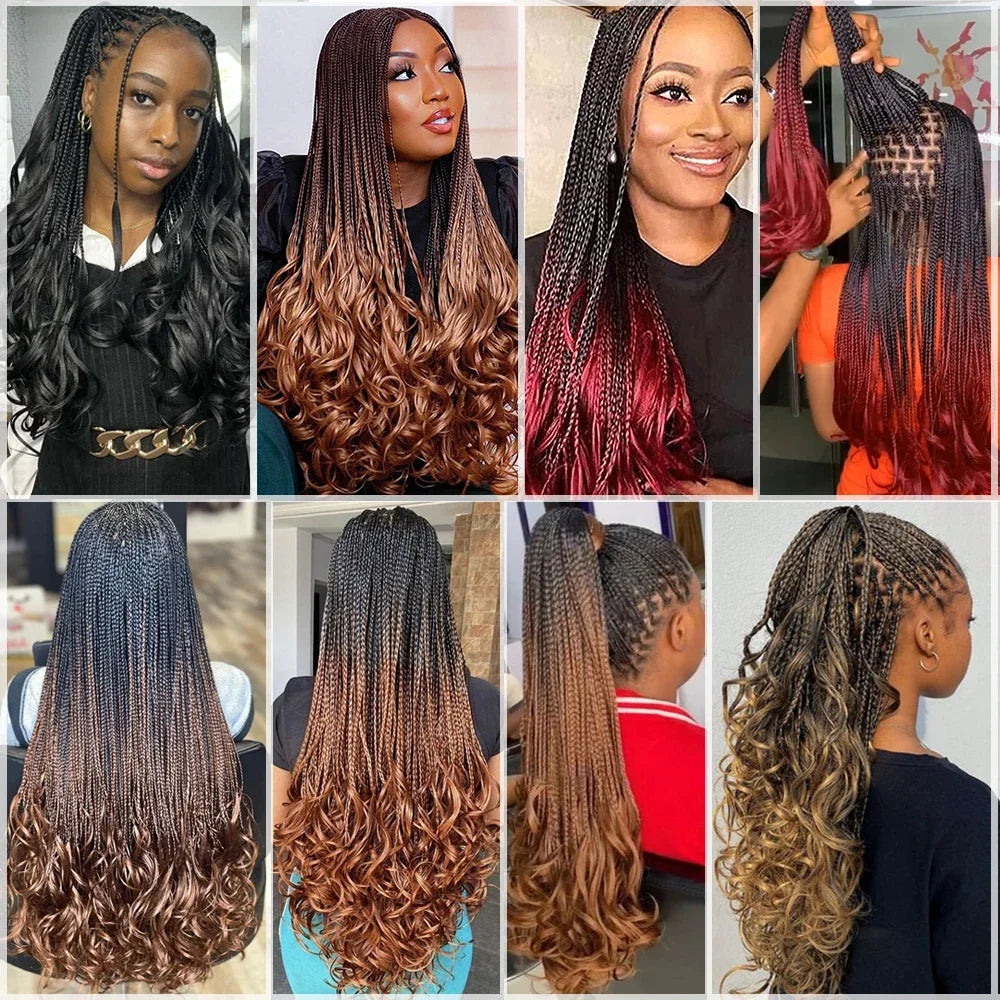 French Curl Braiding Hair 22 Inch Curly Braiding Hair Pre Stretched Bouncy Crochet Hair Loose Wavy Synthetic Hair Extensions