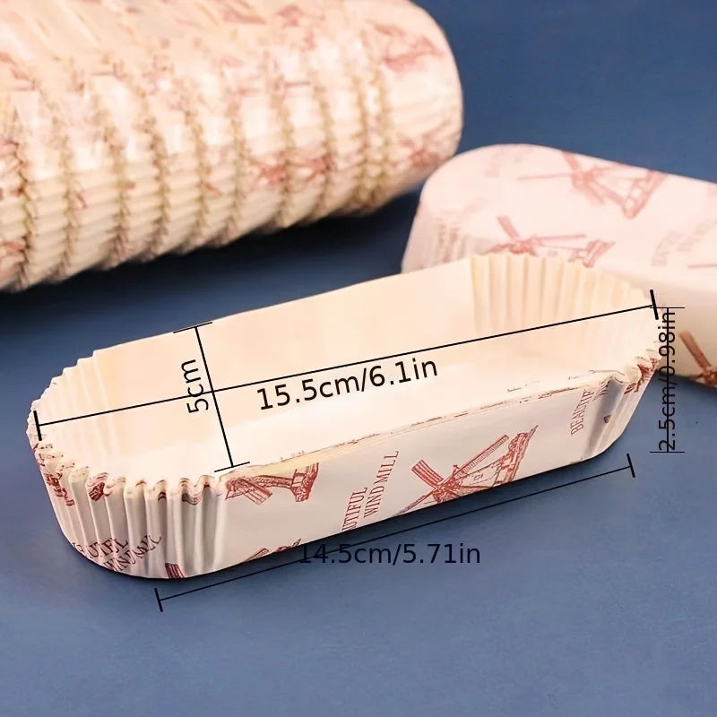 100Pcs Cupcake Liners Greaseproof Baking Cups, Non-Stick Paper Baking Cups, Oval Cake Paper Mufin Liners for Muffins, Cupcakes