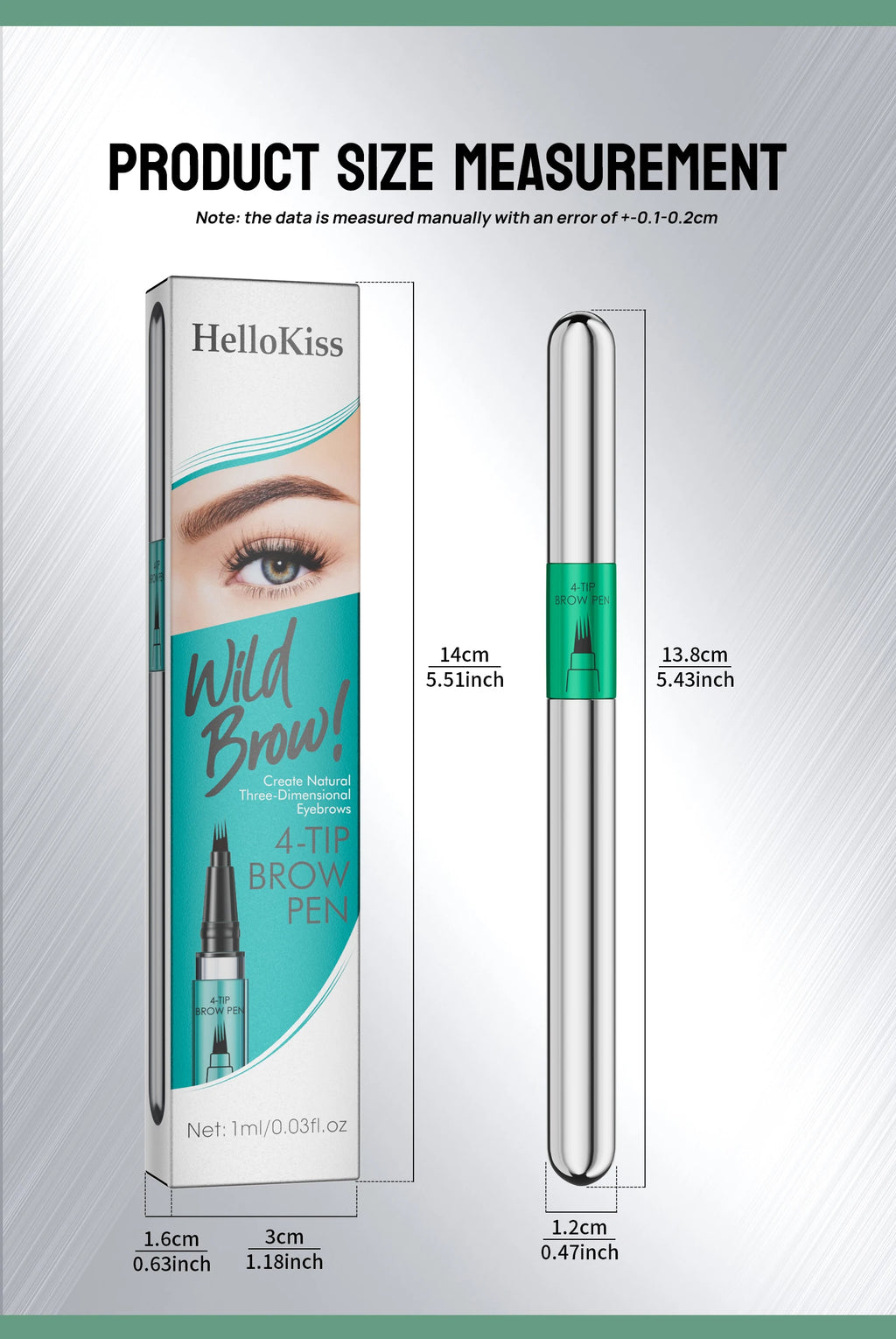 4-Tip Eyebrow Pen, 4 Heads Design, Wild Brow, Long Lasting, Smudge Proof, Waterproof Sweat Resistant Anti-transfer Cosmetic