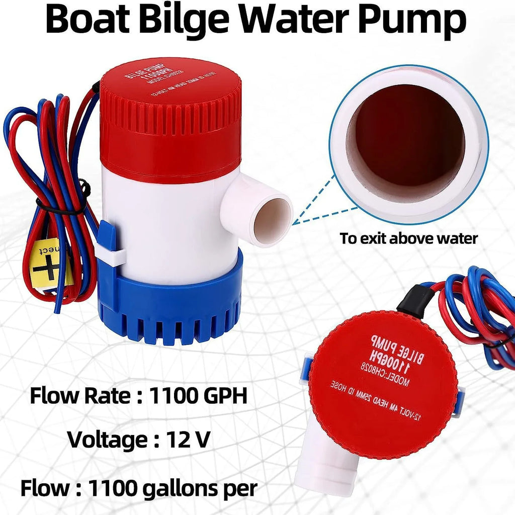 Hot 12V Vacuum Water Pump Submersible Marine Boat Bilge Pump 1100GPH Water Pump Used In Boat Seaplane Motor Homes Houseboat