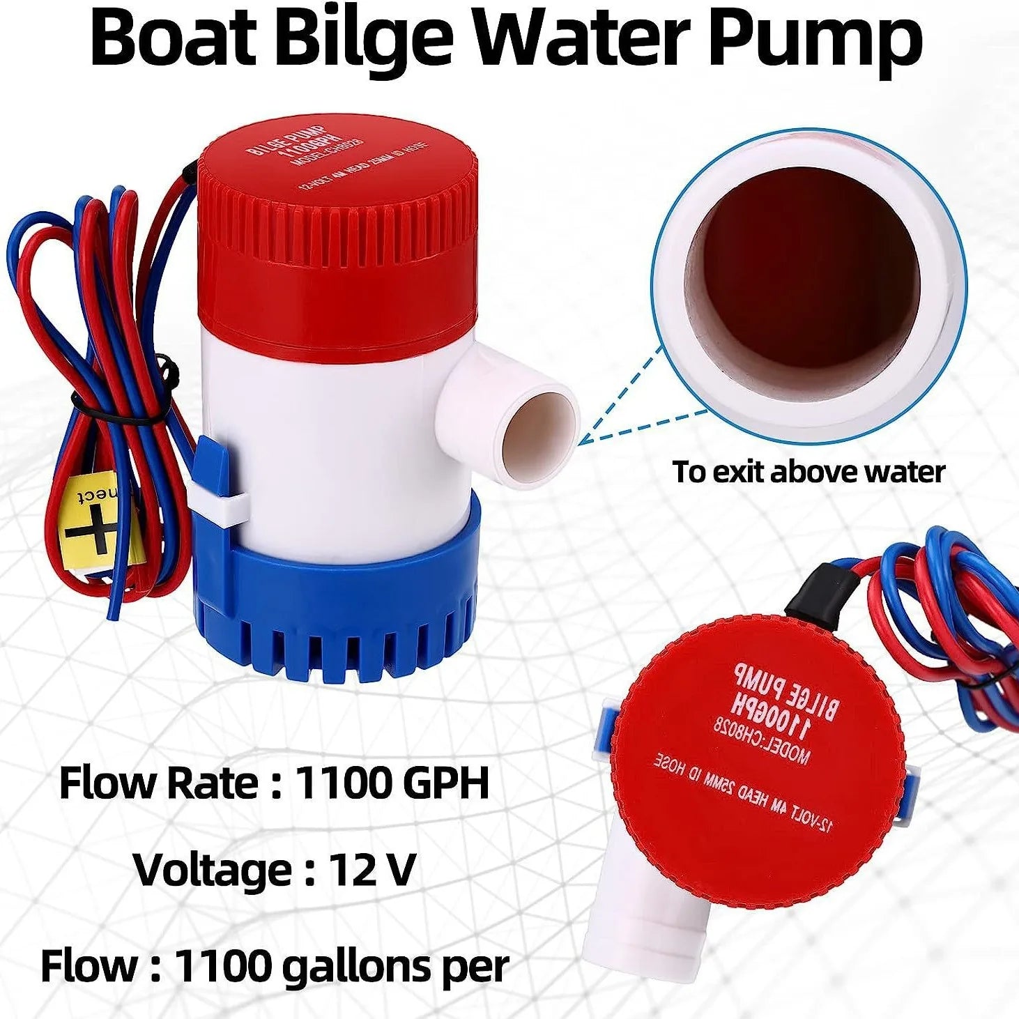 Hot 12V Vacuum Water Pump Submersible Marine Boat Bilge Pump 1100GPH Water Pump Used In Boat Seaplane Motor Homes Houseboat