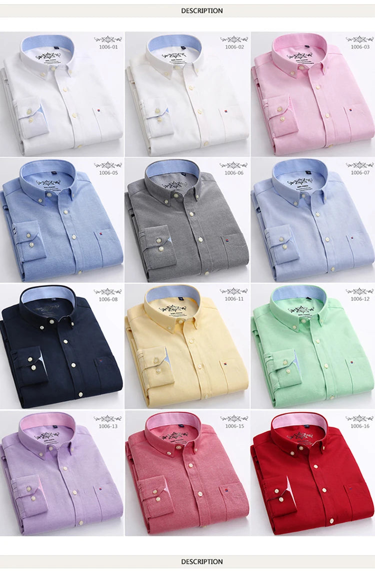 New Cotton Mens Striped Plaid Print Oxford Spinning Casual Long Sleeve Shirt Comfortable Collar Button Slim Male Business Shirts