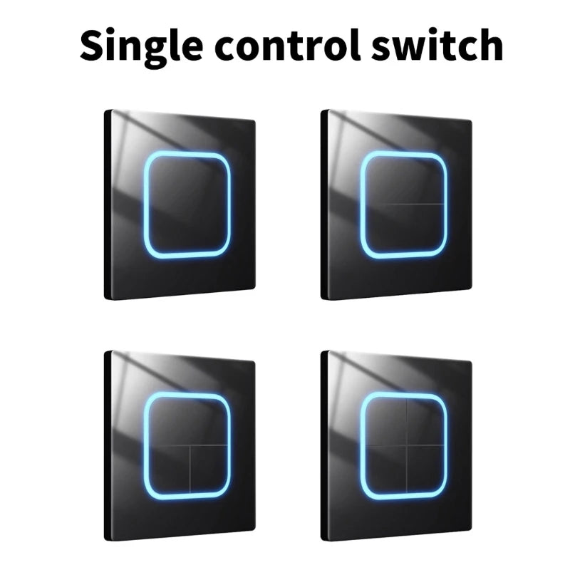 240V 10A Electrical Light Switches Tempered Glass Panel Wall Light Switches 1/2/3/4 Gang Wall Glasses Panel Switches Enduring