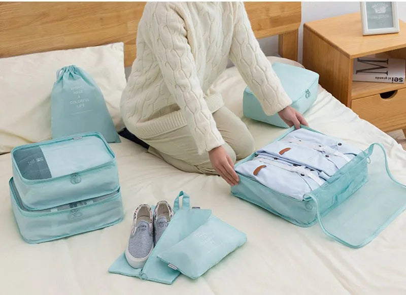 11Pcs Travel Packing Cubes Set Waterproof Luggage Organizer Drawstring Storage Bags for Clothes Shoes Underwear Cosmetic