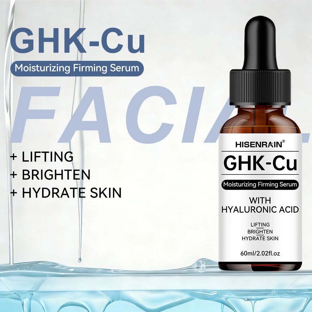 HISENRAIN GHK-CU Blue Copper Peptide Essence Liquid Lifting Tightening Facial Contour Deep Hydration Elastic Skin Absorption