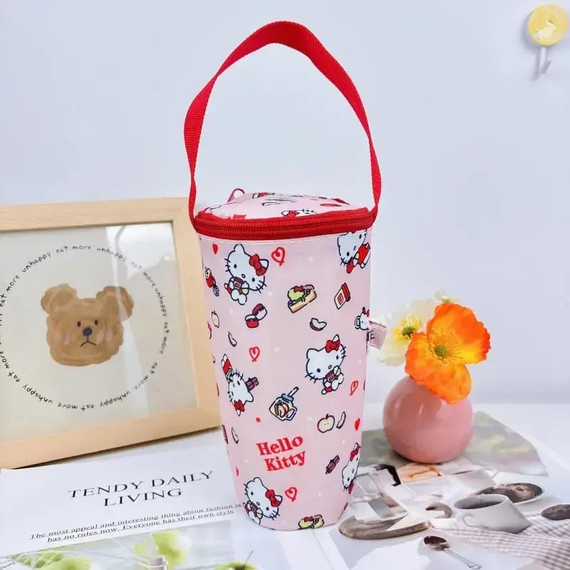 Sanrio Handheld Water Cup Bag Hello Kitty Cold Insulation Heat Preservation Portable Cartoon Water Bottle Pocket Kawaii Outdoors
