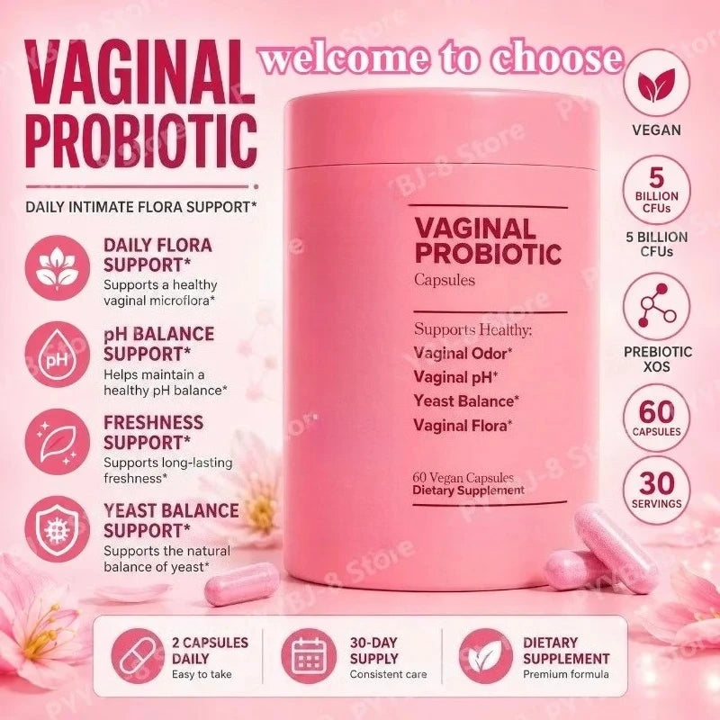 Women's Probiotic Capsules 60 Count Nutrition Supplement with Lactobacillus & Prebiotics Promote Gut Wellness and PH Balance