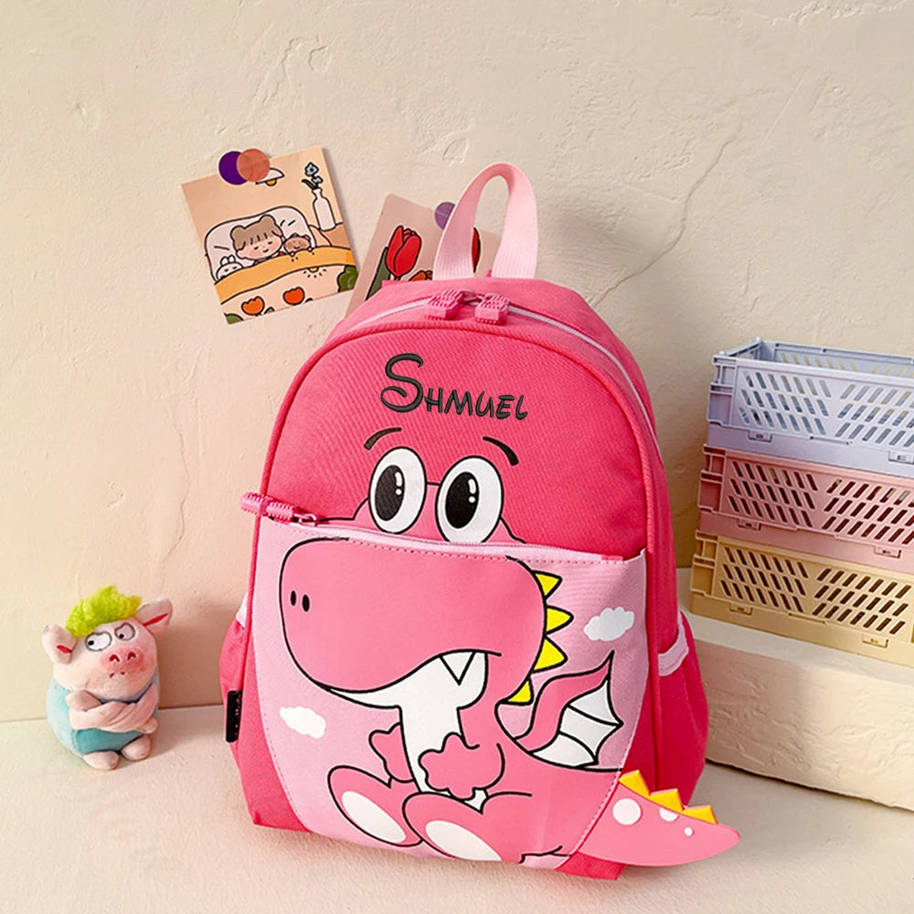 2023 New Kindergarten Backpack Personalized Name Children's Cartoon Dinosaur Cute Backpack Customized Children's Day Gift Bags