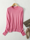 SuyaDream Woman Basic Sweaters Silk and Cashmere Blend O neck Pullovers Solid Sweaters 2024 Fall Winter Bottoming Shirts
