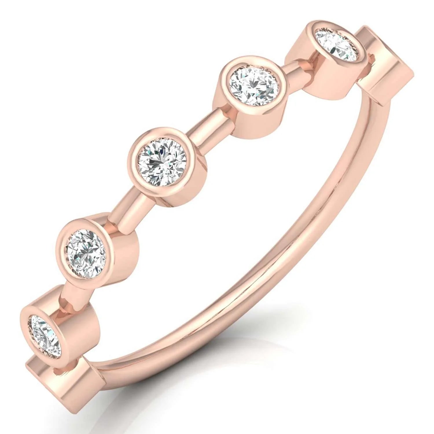 Lab Grown Diamond Bezel Set Rose Gold Plated Eternity Band 9K 10K 14K 22K Stackable Rings Women Indian Jewelry Set Latest Design