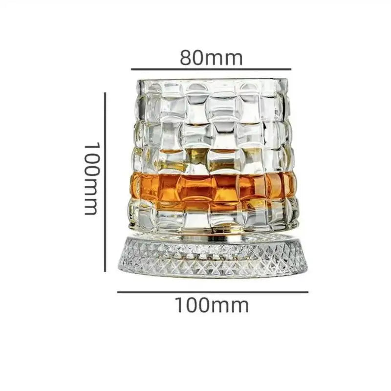 【Whiskey Glasses Rotating Whisky Glass With Glass Base 360 Rotate Degrees Crystal Rum Glass For Cocktail Party Drinking】
