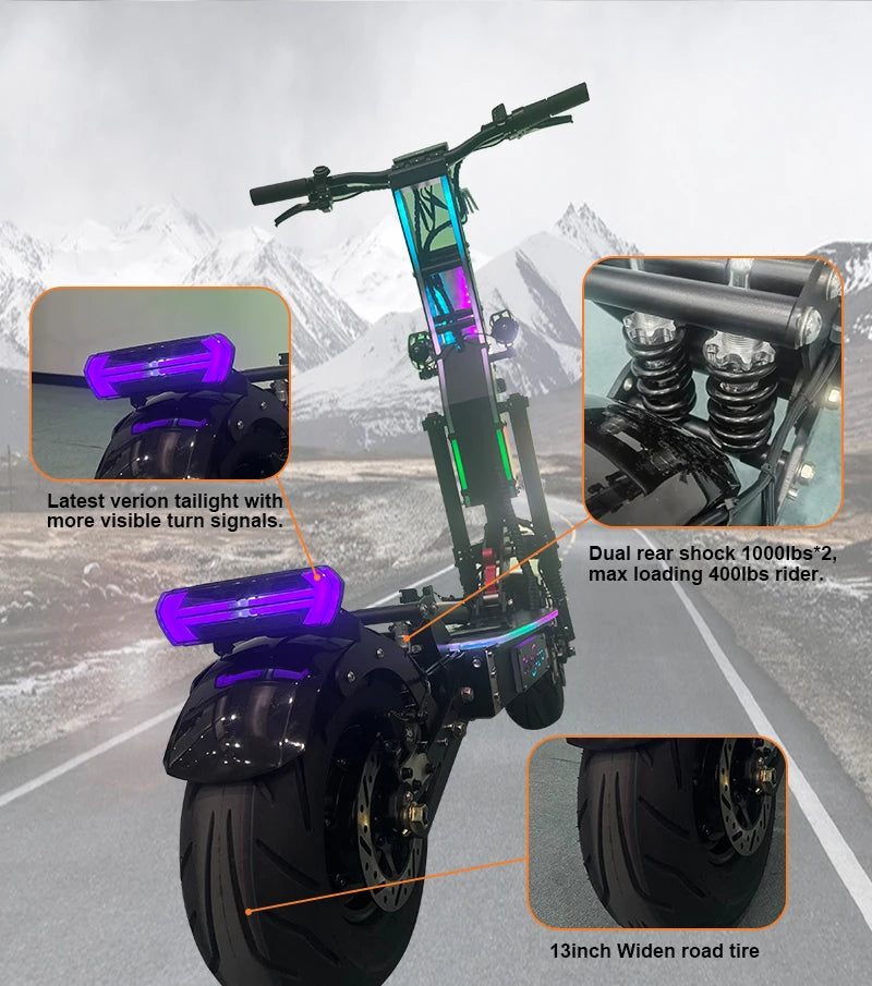 Geofought G14 13inch 14 Inch E Scooter 72V 10000w Dual Motor Top Powerful Scooter Fast Speed 40-100AH Adult Electric Scooter