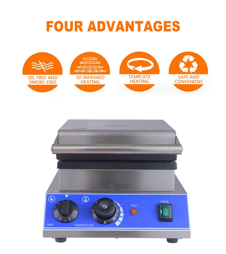 Commercial Waffle Maker Electric Muffin Thermal Lattice Cake Making Machine Square Four-piece Lattice Waffle Machine