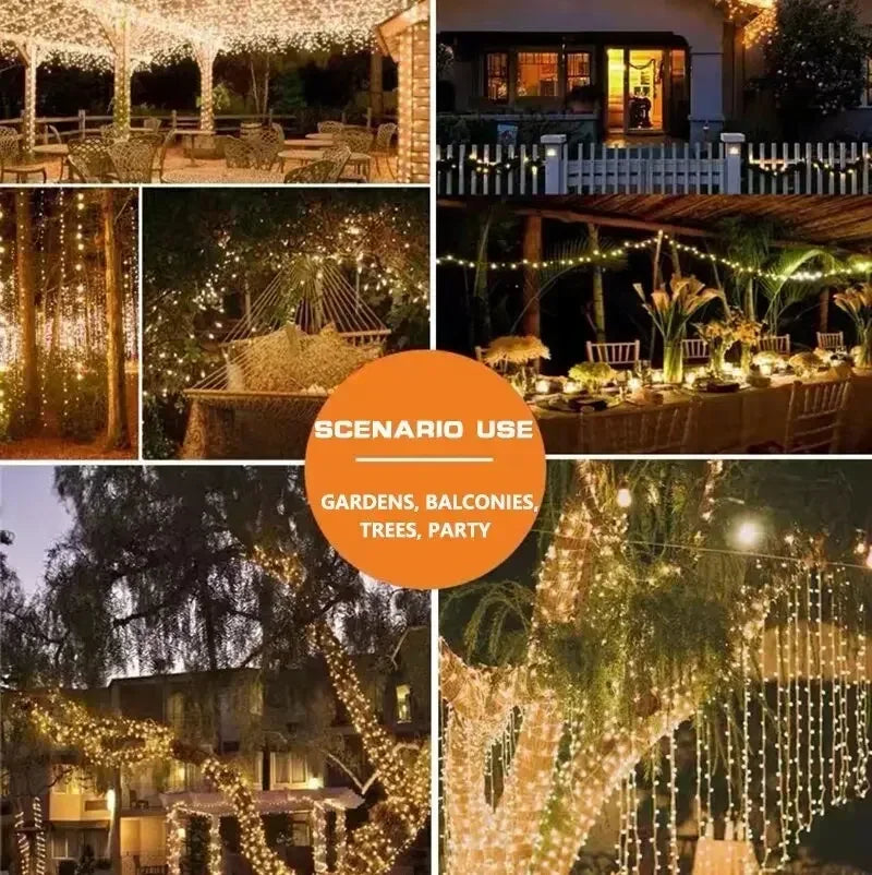 Waterproof Solar Fairy Light String Outdoor LED String Light Garden Tree Decoration Wireless Light String Warm Light  Atmosphere