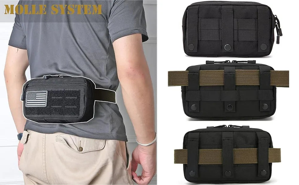 EDC Molle Tactical Pouch Waist Pack Compact Utility Pouches Waist Belt Bag Medical Bags Phone Case Outdoor Hunting Accessories