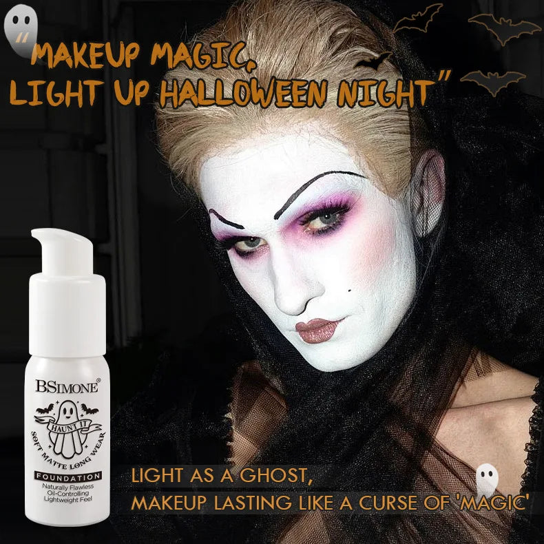 White Foundation for Halloween Makeup –Full Coverage Matte Face Paint for Cosplay Clown Vampire Skull,Non-Toxic Body Paint Cream
