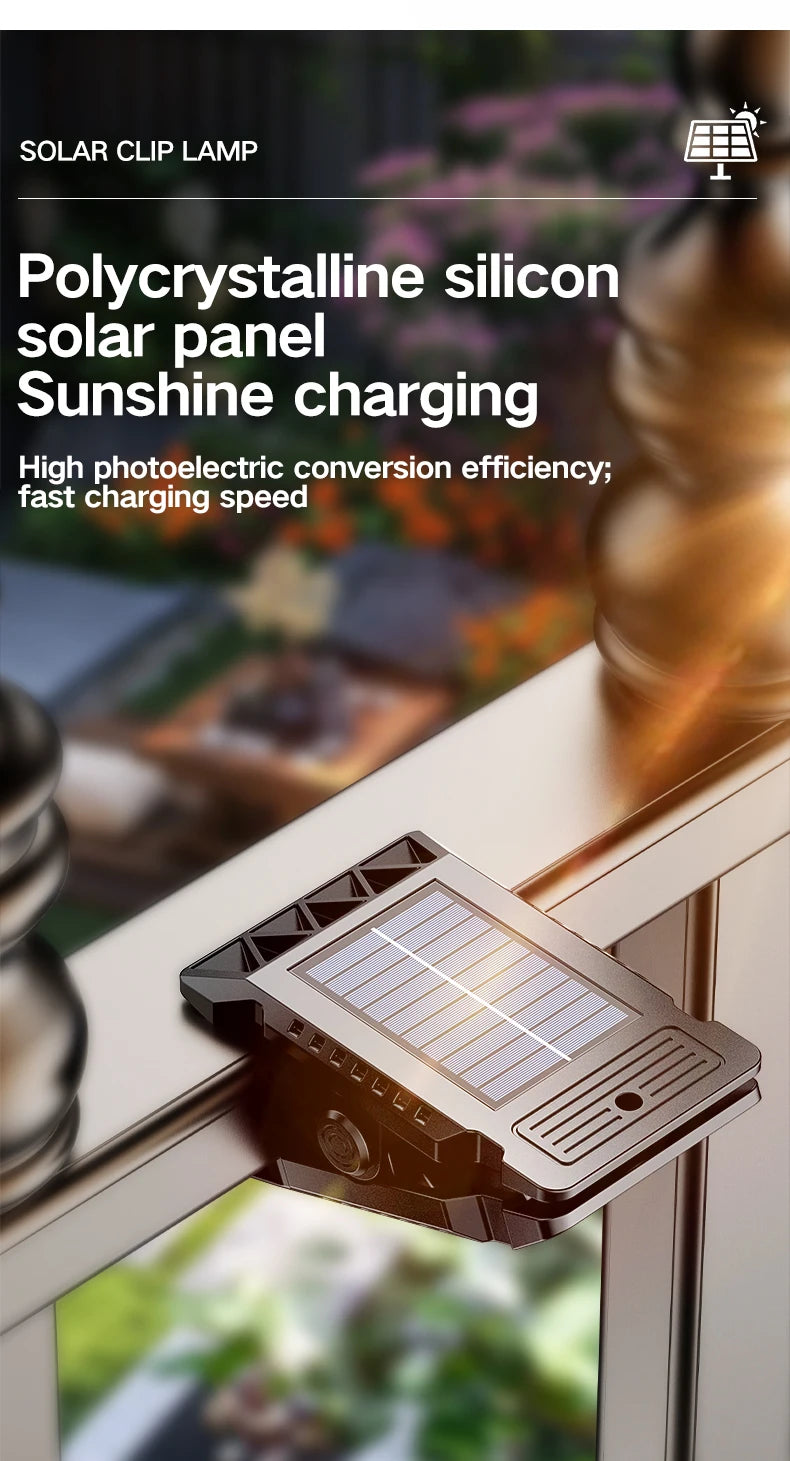 Outdoor Solar Clamp On Motion Sensor Lights Waterproof Work Light 3 Lighting Modes Camping Lamp Fence Walls Garage Led Lamps
