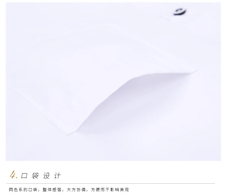 Men's Stand Up Collar Shirt Classic Round Neck Slim Fit Vertical Collar Long Sleeved White Shirt