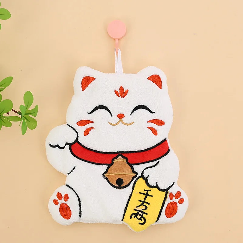 Cartoon Cat Hand Towels Cute Animal Absorbent Hanging Towel for Bathroom Kitchen Wiping Water Hand Towel Handkerchief Cloth