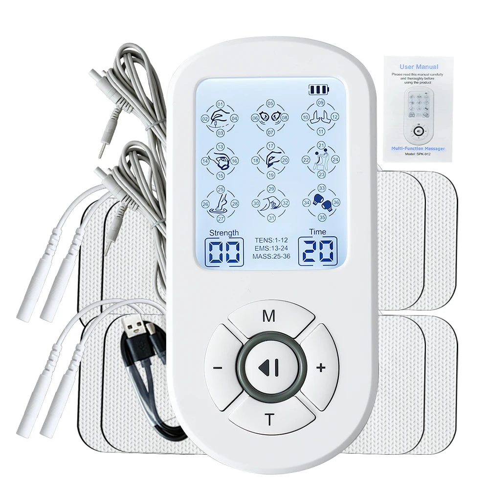Professional 36 Modes TENS Pulse Rechargeable Machine EMS Muscle Stimulator Back Waist Body Massage Relax Electrostimulator Use