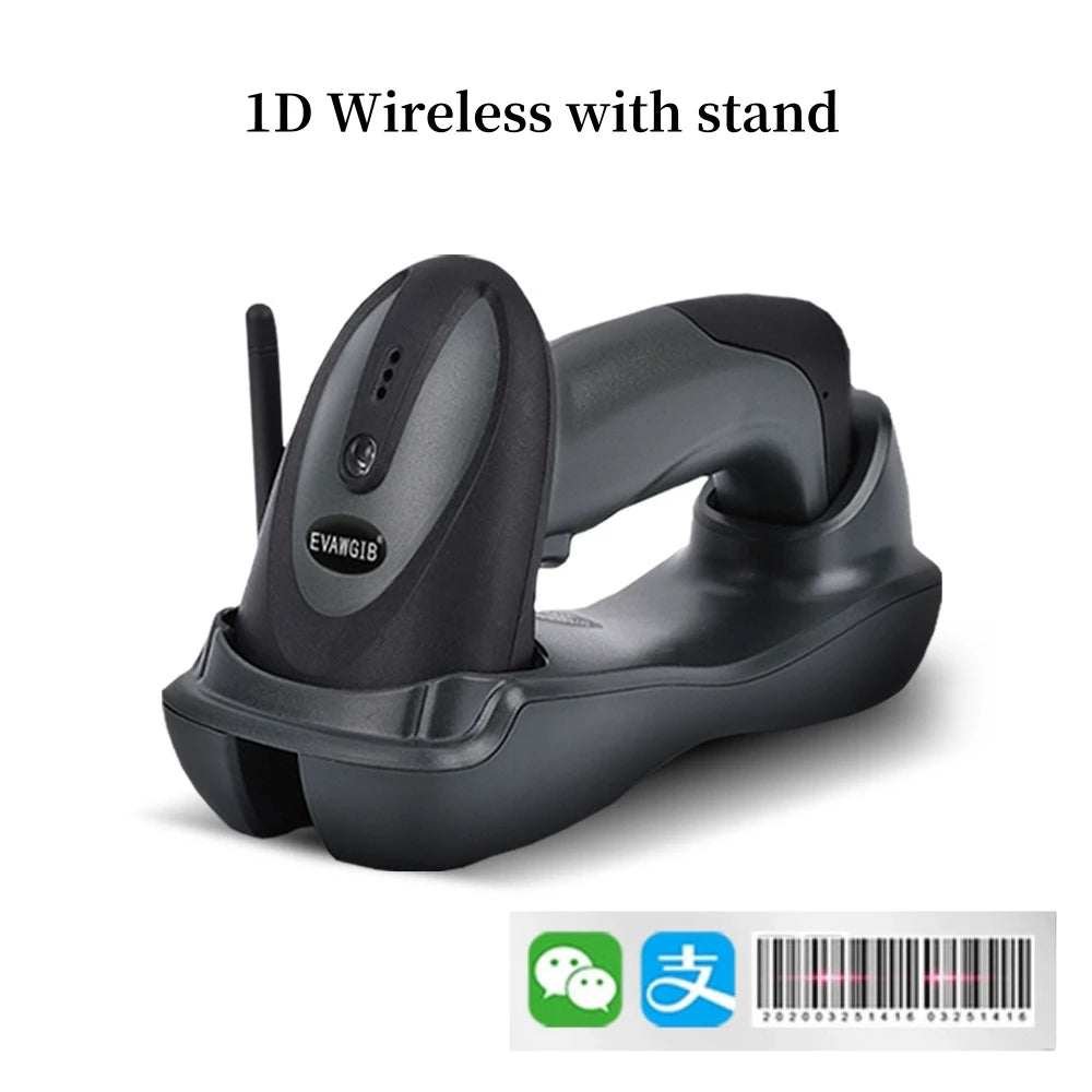 Barcode Scanner with Charger Base Stand 1D 2D QR Codes Reader BT Wireless Barcode Reader Supermarket Mobile Payment PDF417 H8