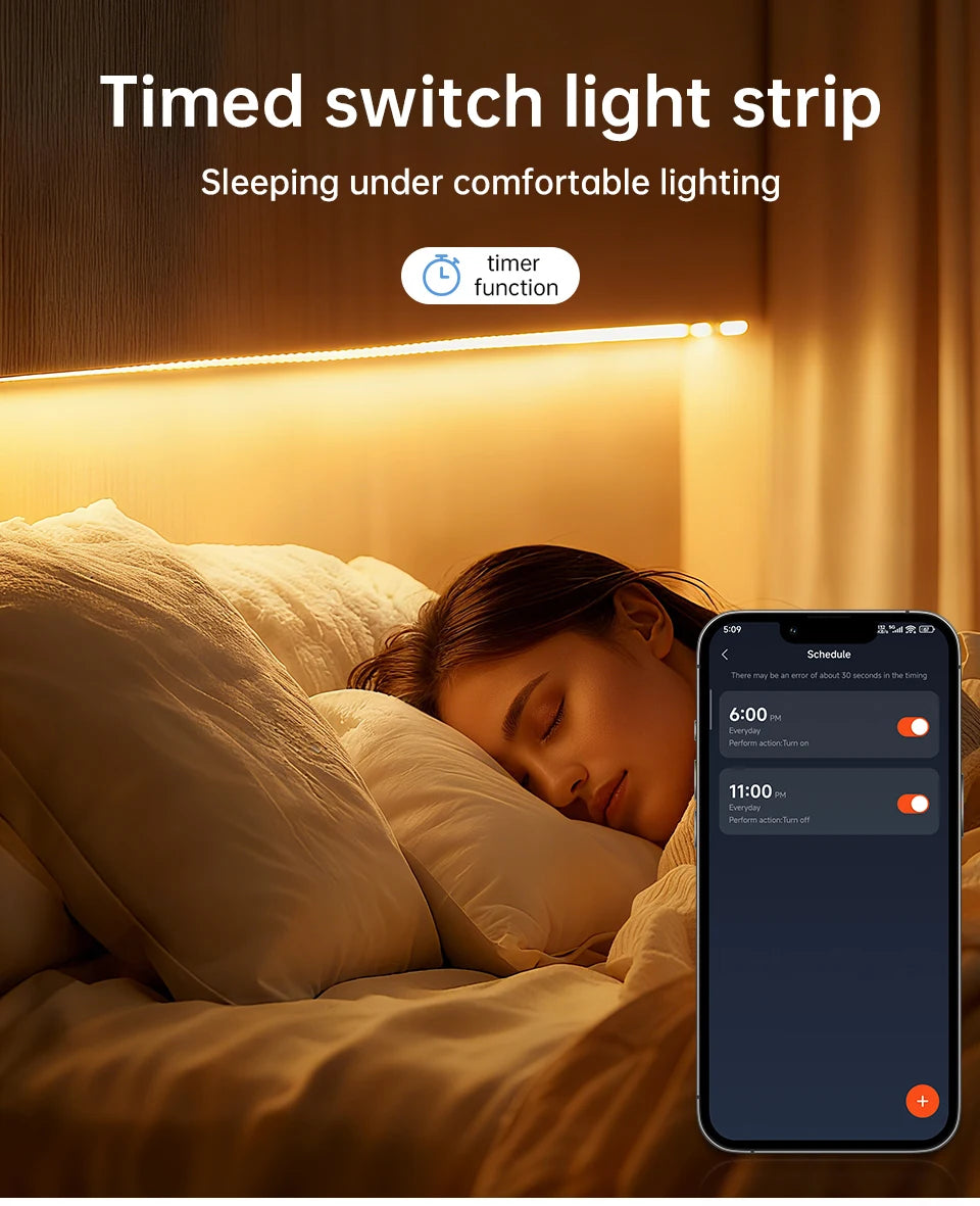 Smart WIFI App Control COB Neon LED Light Strip,Waterproof Fireproof Silicone LED Tape Light Rope DC24V, Room Decor Smart Home