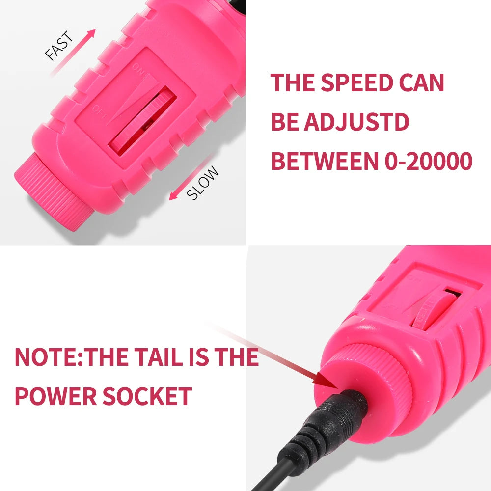 LULAA Electric Nail Drill Machine Set Pedicure Grinding Equipment Mill For Manicure  Professional Strong Nail Polishing Tool