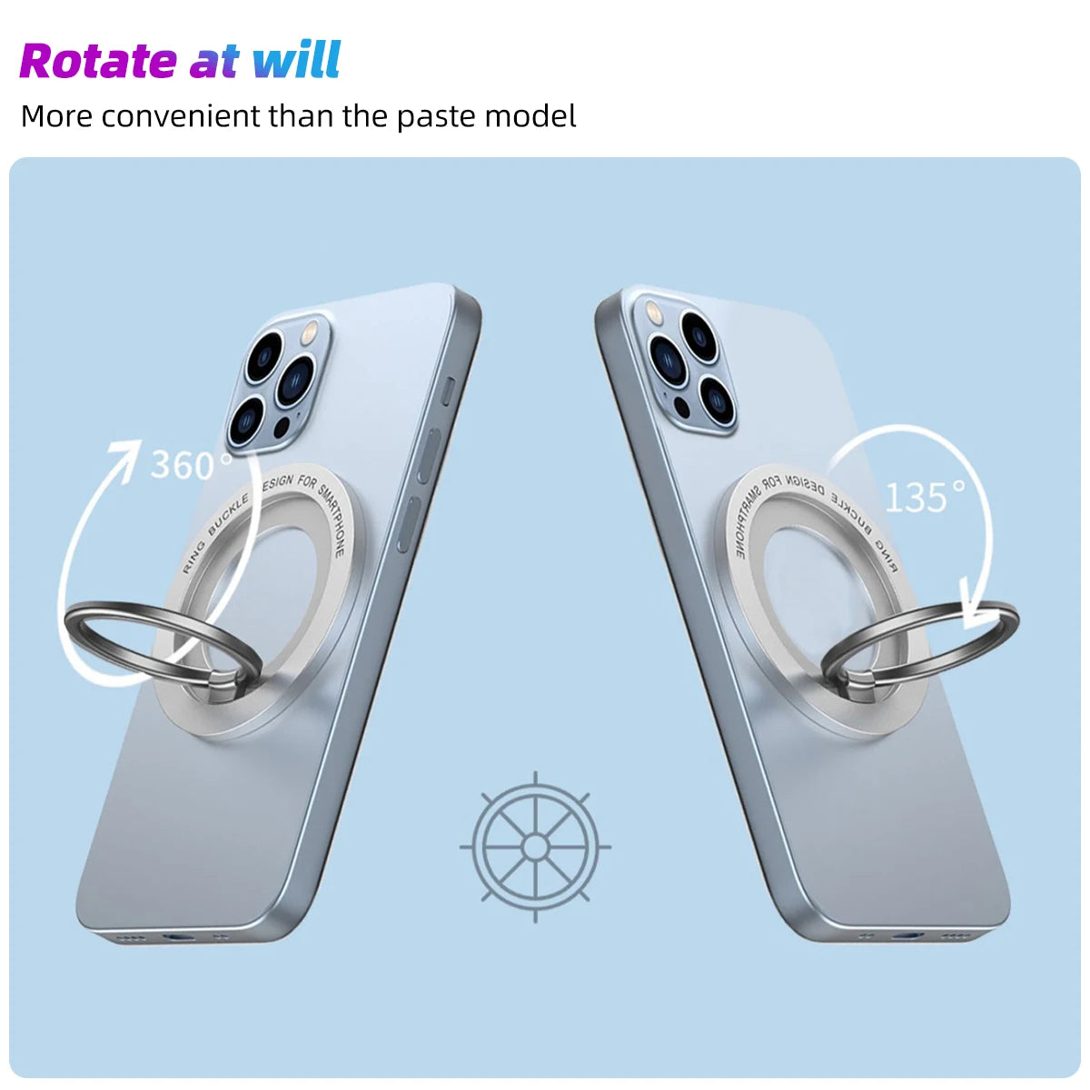 360° Rotating Metal Magnetic Mobile Phone Ring Holder Grip Adjustable Stand Foldable Bracket For Magsafe Phone Stand For IPhone