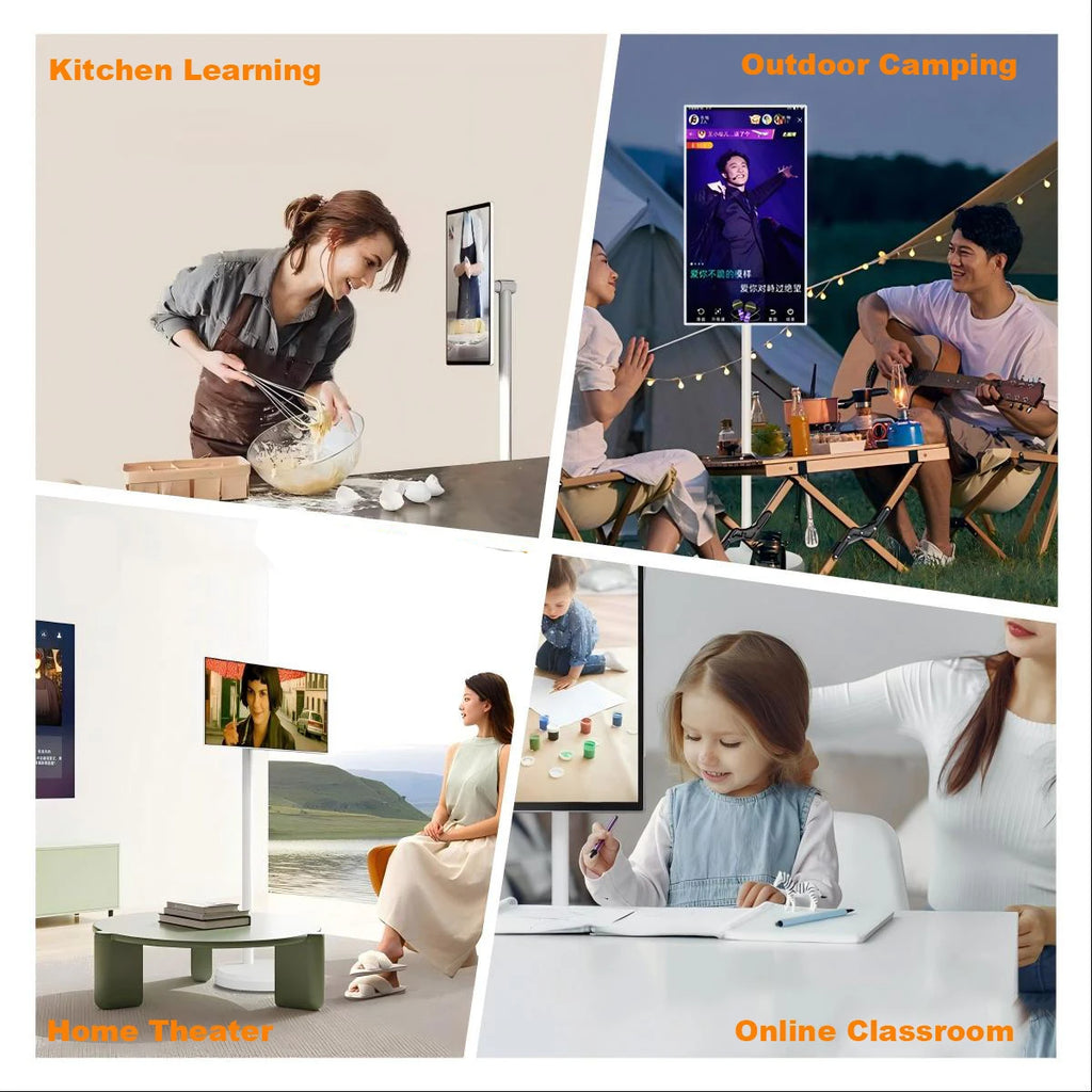 Smart Television 21.5" Inch Portable Tv Rollable Touch Screen Monitor Smart Digital Signage Display Mobile Portable Smart Tvs