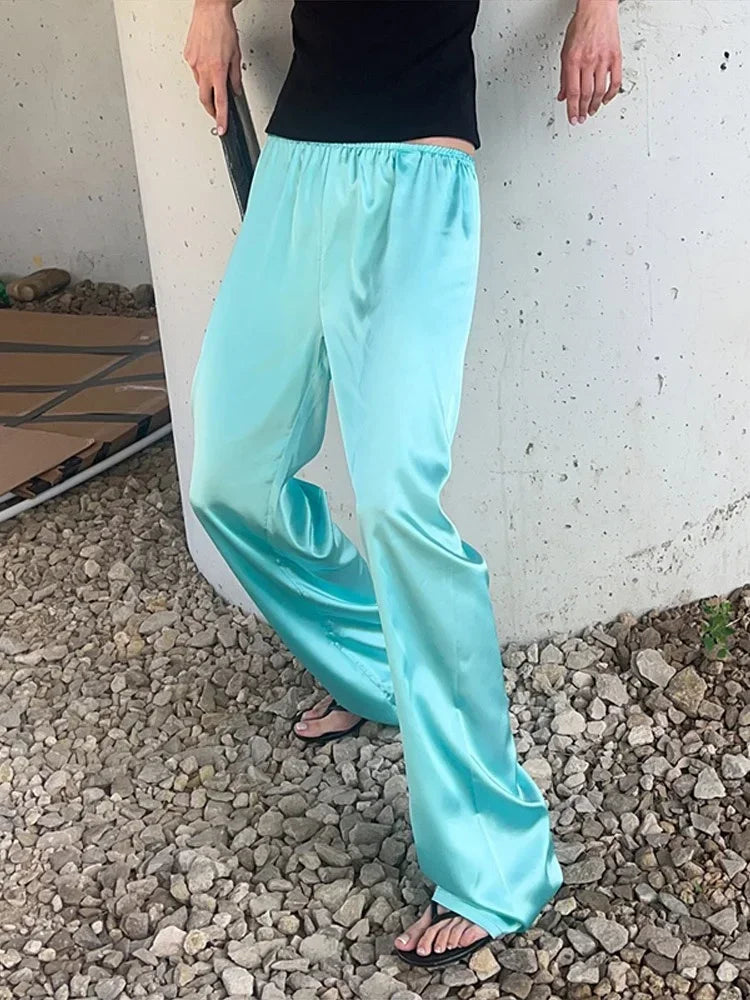 Women Satin Stand Collar Loose Jacket 2 Piece Set Long Sleeve Zip Coat Elastic Waist Pants Matching Co Ord 2026 Casual Outfits