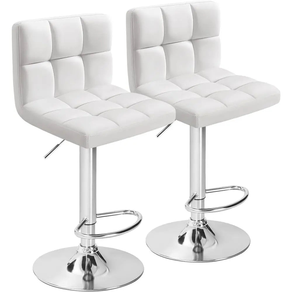 Bar Stools ern Pu Leather Swivel Adjustable Hydraulic Bar Stool Square Counter Height Stool Set o 2 (White)
