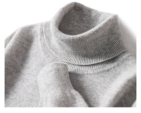 Men Turtleneck Cashmere Pullover 100% Pure Wool Knitwear Sweater Basic Solid Smart Casual Jumper Male Tops Autumn Winter