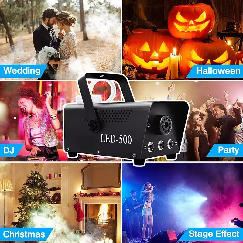500W Remote Control Fog Machine & LED RGB 3in1 Effect Light Stage Show Led Smoke Machine Disco KTV DJ Party Club Bar Event Show