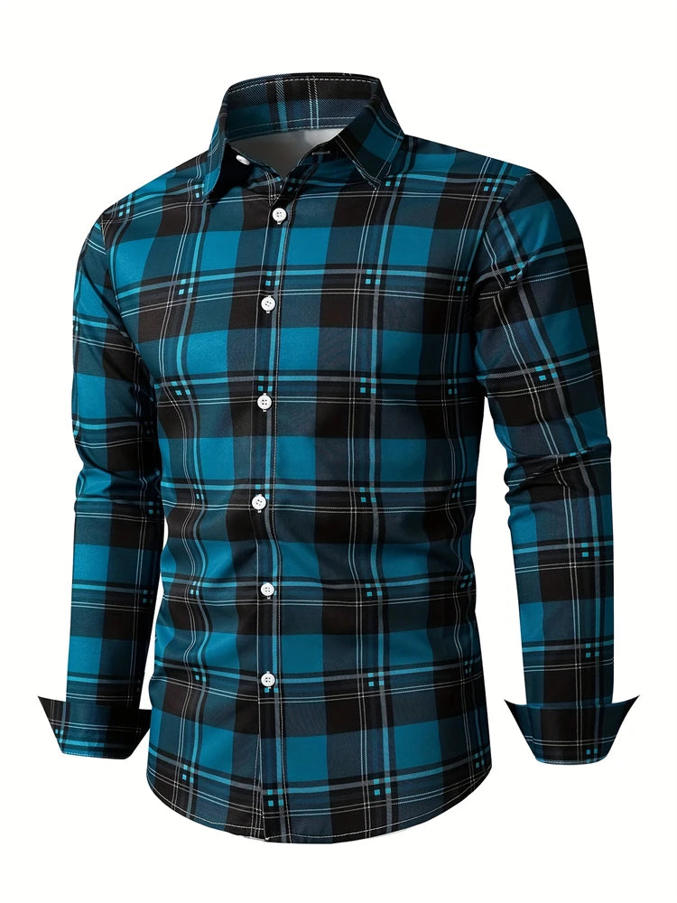 Fashion Square stripe patterns 3D Print Mens Long Sleeve Shirt Autumn Button Down Casual Animal Shirt Lapel Mens Clothing Tops