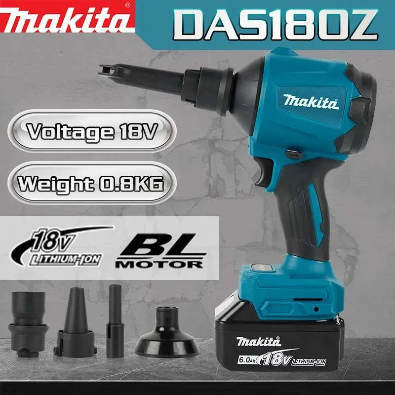 Makita DAS180 Cordless Air Blower 18V Multifunction Dusting Machine with Nozzle Air Dust Removal Gun Inflator Tool