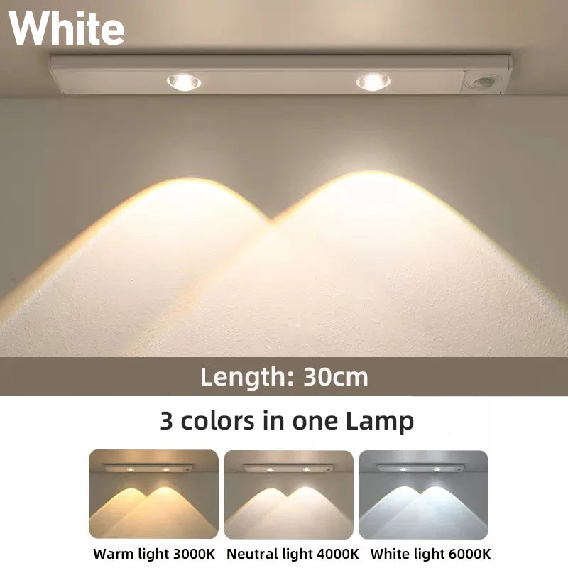 20-50CM LED Under Cabinet Light  Wardrobe Indoor Lighting Motion Sensor LED Lamp Ultra Thin USB Rechargeable Night Light
