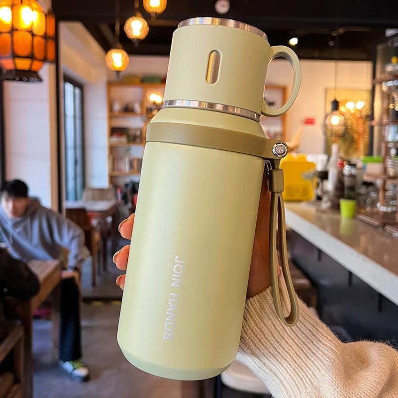 600ml Stainless Steel Coffee Cup Travel Thermal Mug Leak-Proof Thermos Bottle Tea Coffee Mug Office Business Style Thermos