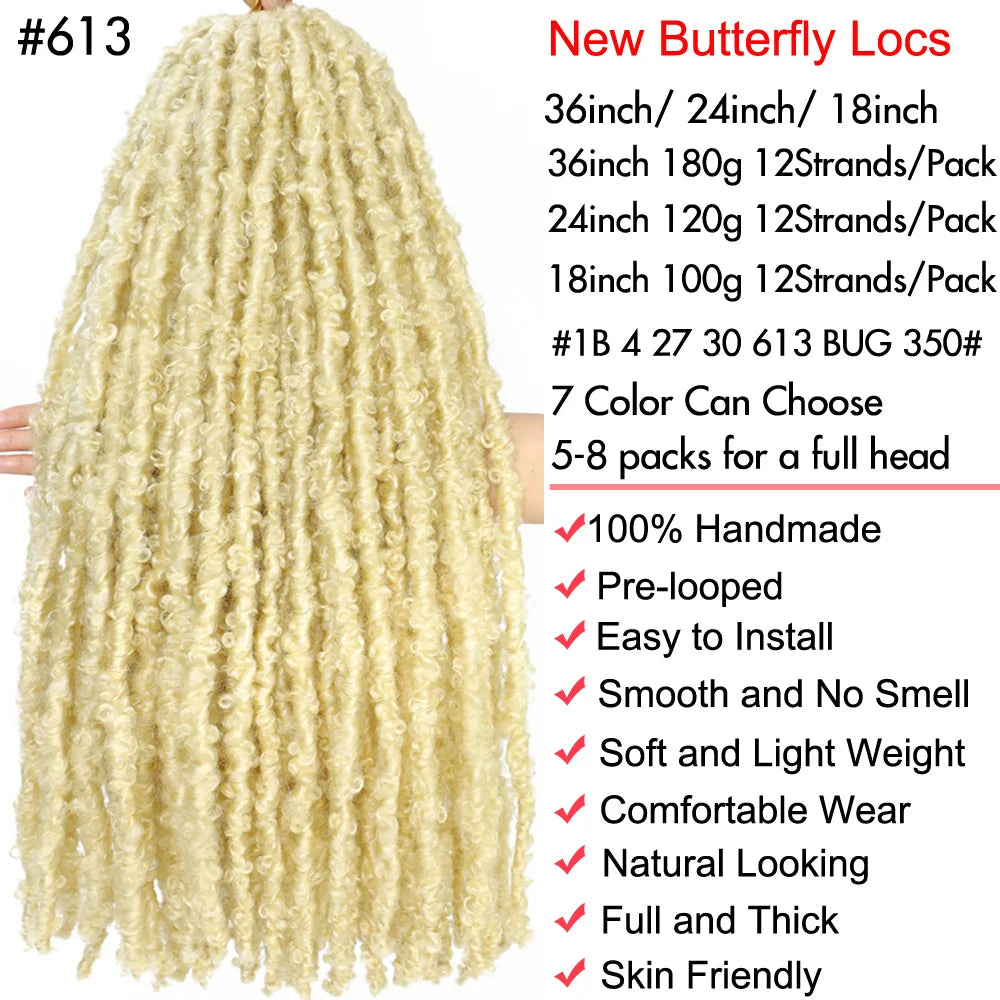 Butterfly Faux Locs Crochet Hair Super Long Prelooped Distressed Locs Soft Locs Crochet Hair For Black Women Crochet Braids Hair