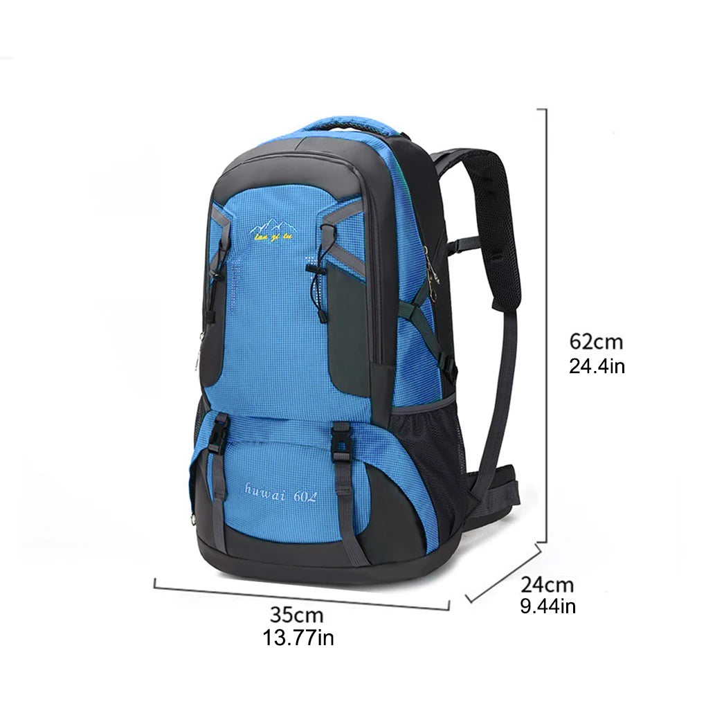 60L Backpack Outdoor Large Capacity Waterproof Rucksack Climbing Pack Zippered Portable Lightweight Bag