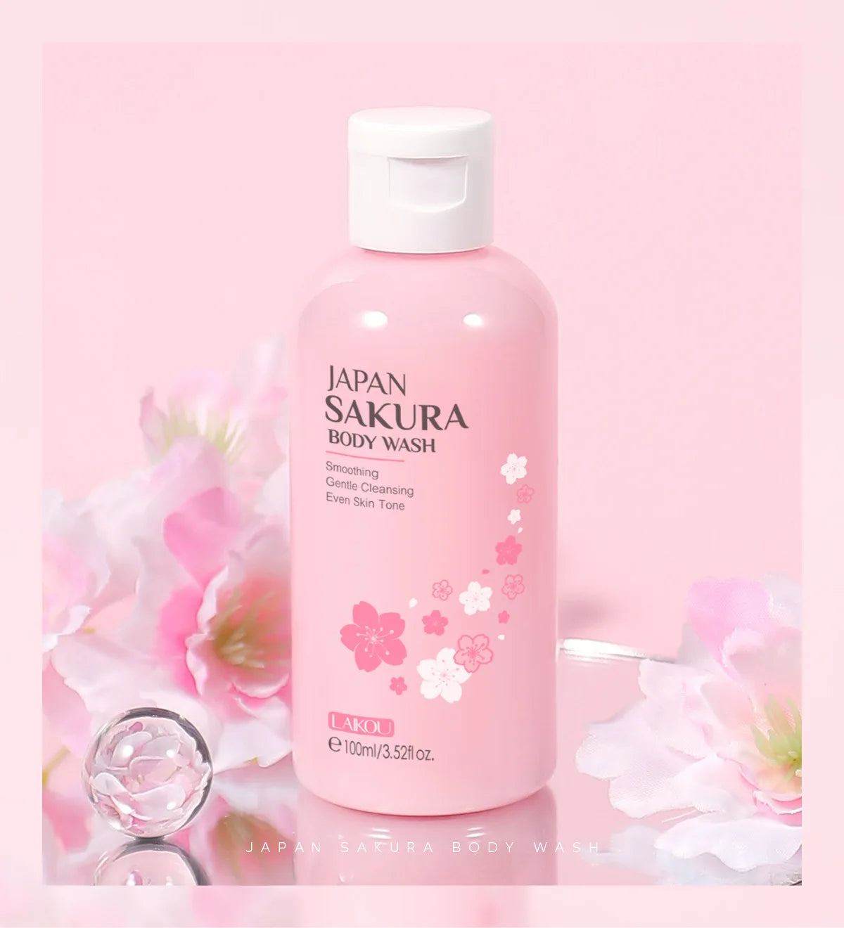 LAIKOU Japan Sakura Body Wash Long Lasting Fragrance Gentle Foaming Moisturizing Smooth Skin Shower Gel 100ml
