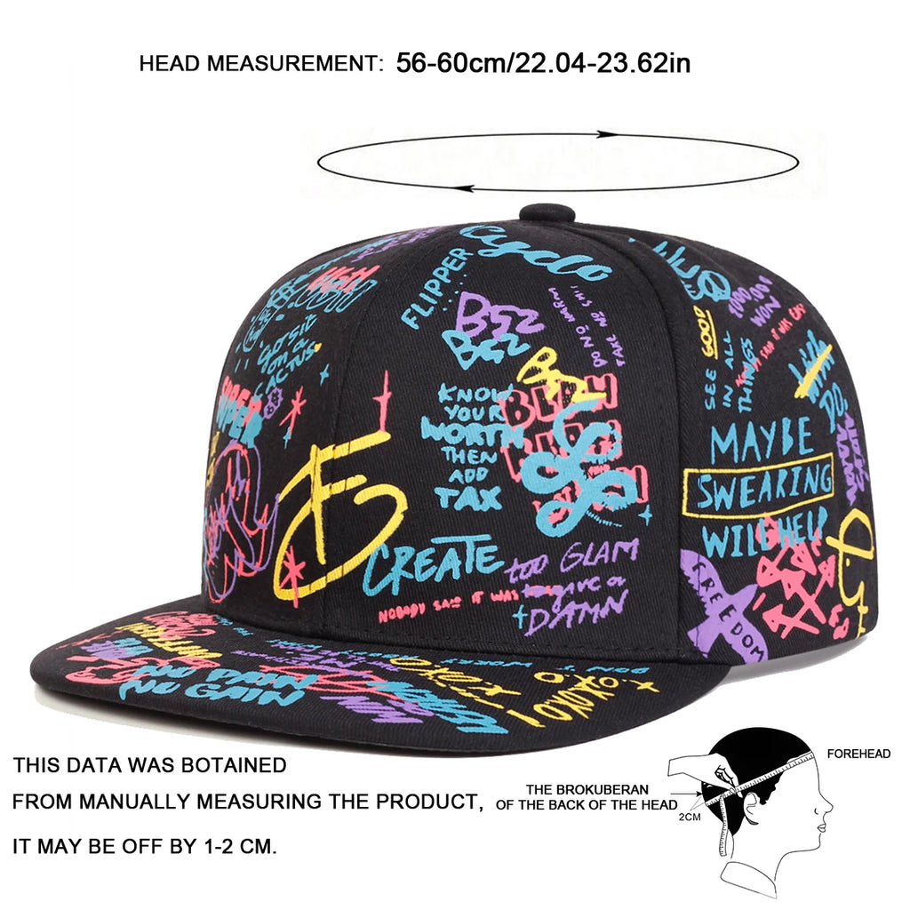 Unisex Colorful Letter Graffiti Printing Hip-hop Hats Spring Autumn Outdoor Adjustable Casual Baseball Caps Sunscreen Hat