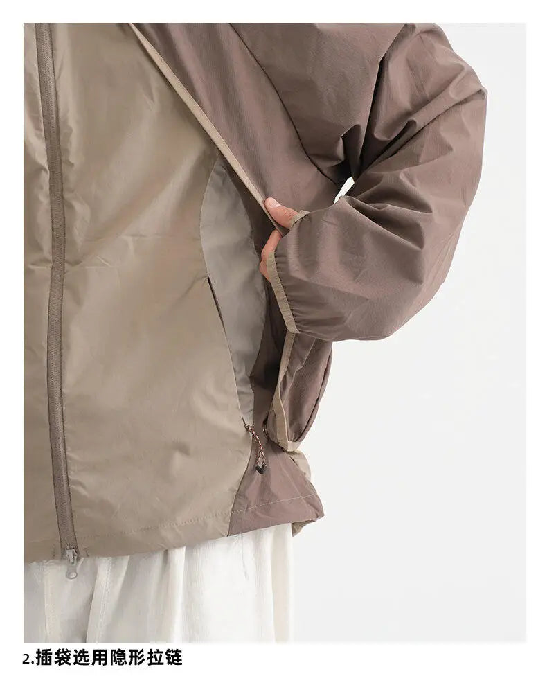 Coat + Vest Sets Varsity Jacket Men Outdoor Techwear Fashion Casual Track Hooded Sunscreen Cape Jacket Vest Women Cycling Coat
