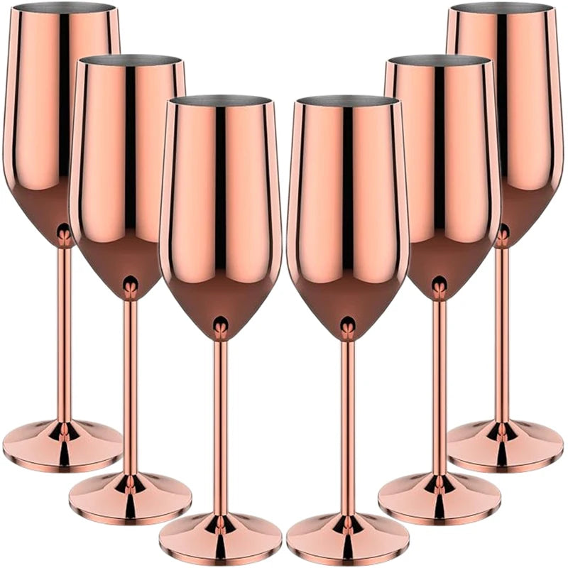 6Pcs Stainless Steel Unbreakable Metal Wine Glasses 220ml Cocktail Cups for Bar Drinking Glasses