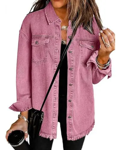 Women's Trendy Washed Denim Jacket New Spring Autumn Trimmed Edges Casual Classic Fit Jeans Jacket for Ladies